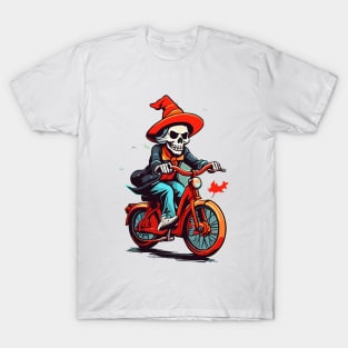 Witch skeleton riding bike T-Shirt